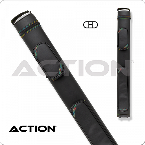 Action ACX22B 2x2 Hard Cue Case – Black with Rainbow Stitching | Oval Tube + Backpack Straps Action ACX22B 2x2 Hard Cue Case – Black with Rainbow Stitching | Oval Tube + Backpack Straps