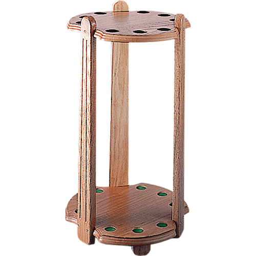 9 Cue Oak Floor Stand | 360° Round Pool Cue Rack | FR9