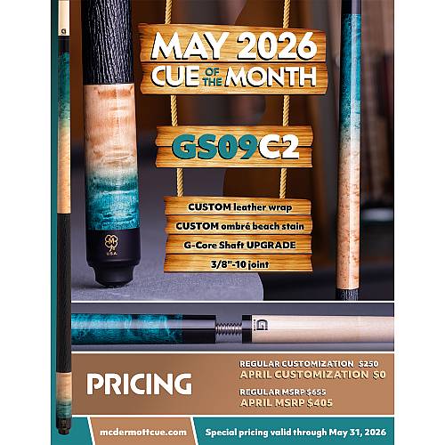GS09C2 May 2026 Cue of the Month | G-Core Pool Cue with Leather Wrap GS09C2 May 2026 Cue of the Month | G-Core Pool Cue with Leather Wrap